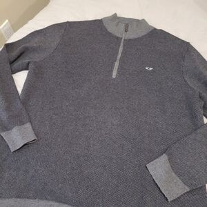 Vineyard Vines Men's Wool Blend 1/4 zipSweater SZ XL Grey Black knit cozy‎ work